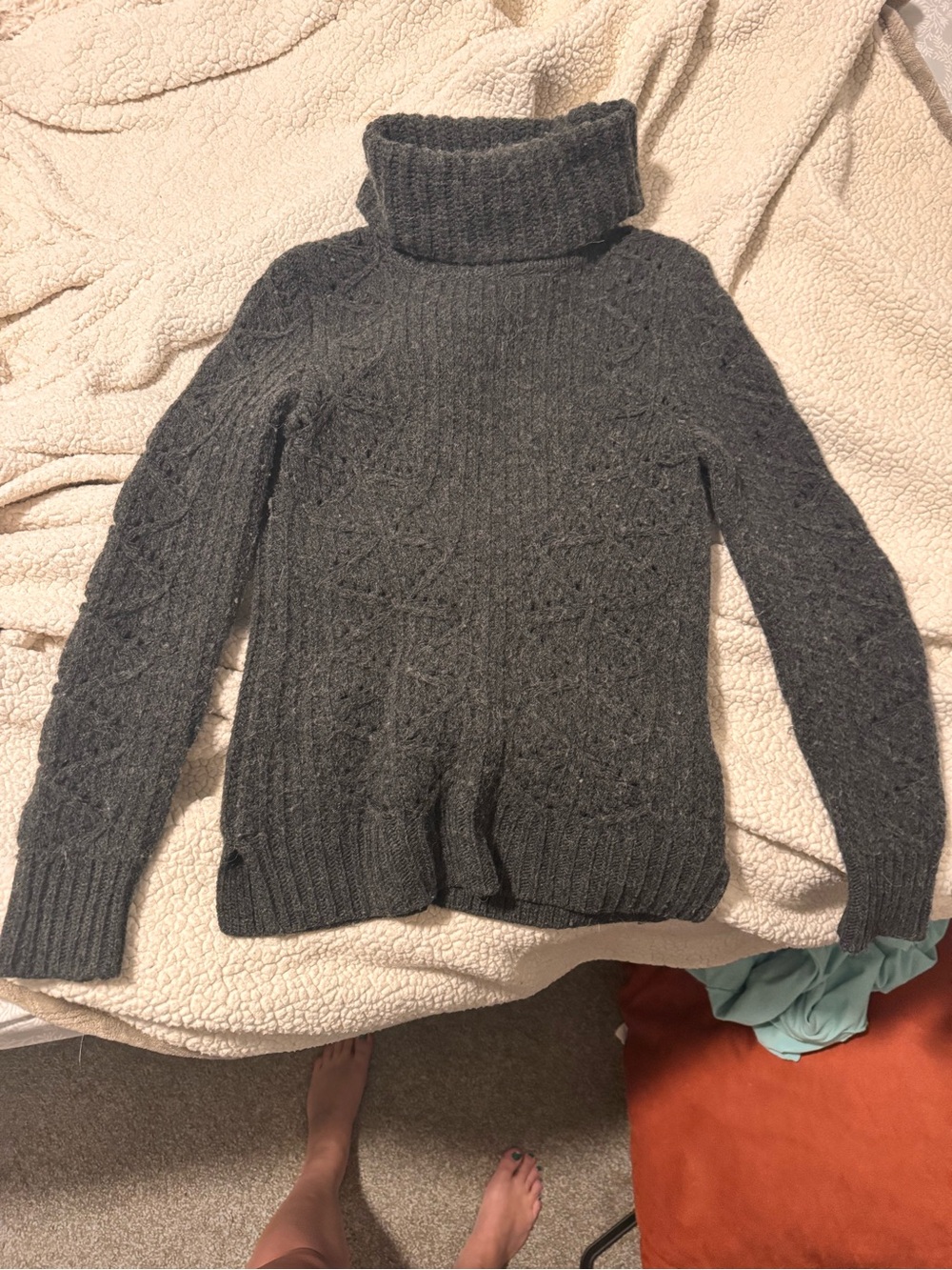 Banana Republic Charcoal Cable Knit Turtleneck Sweater